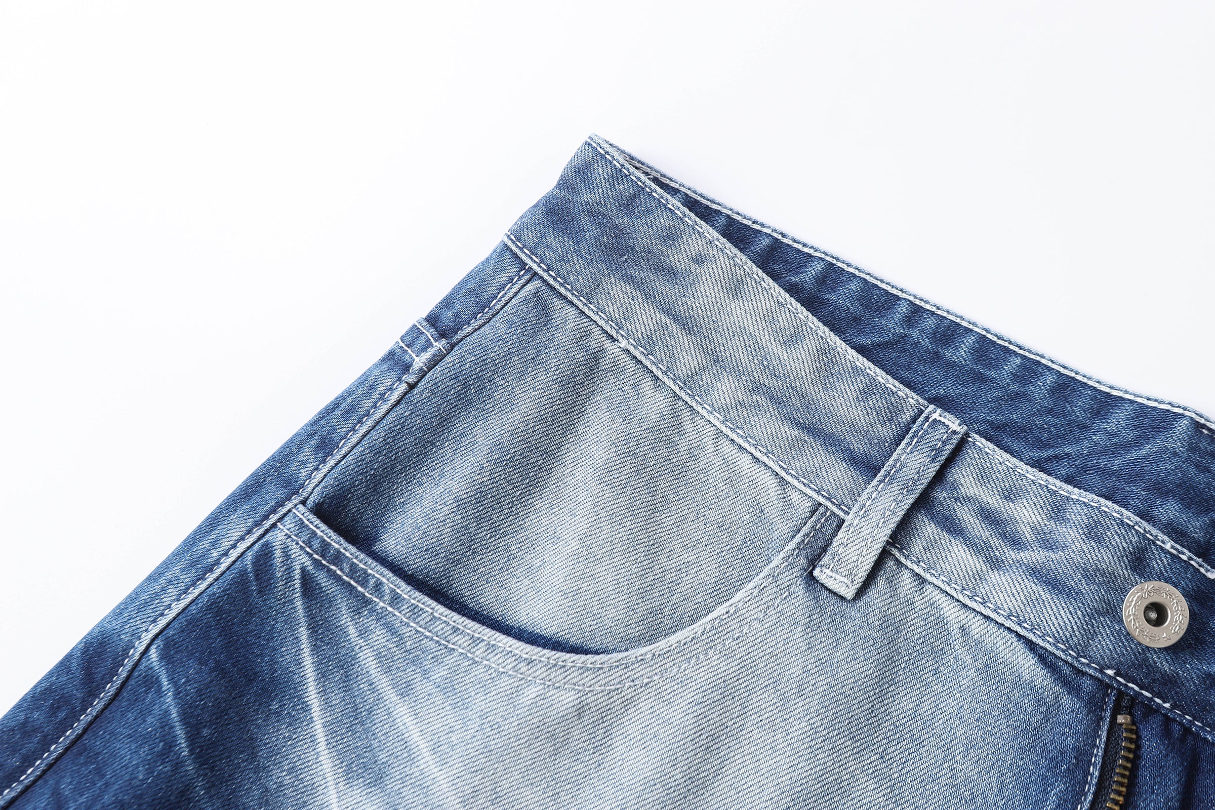 DONOTLOGO Retro Blue Baggy Denim Pants | Unisex Y2K Wide Leg Trousers with Natural Whiskering & Fade | High Street Relaxed Fit Bottoms