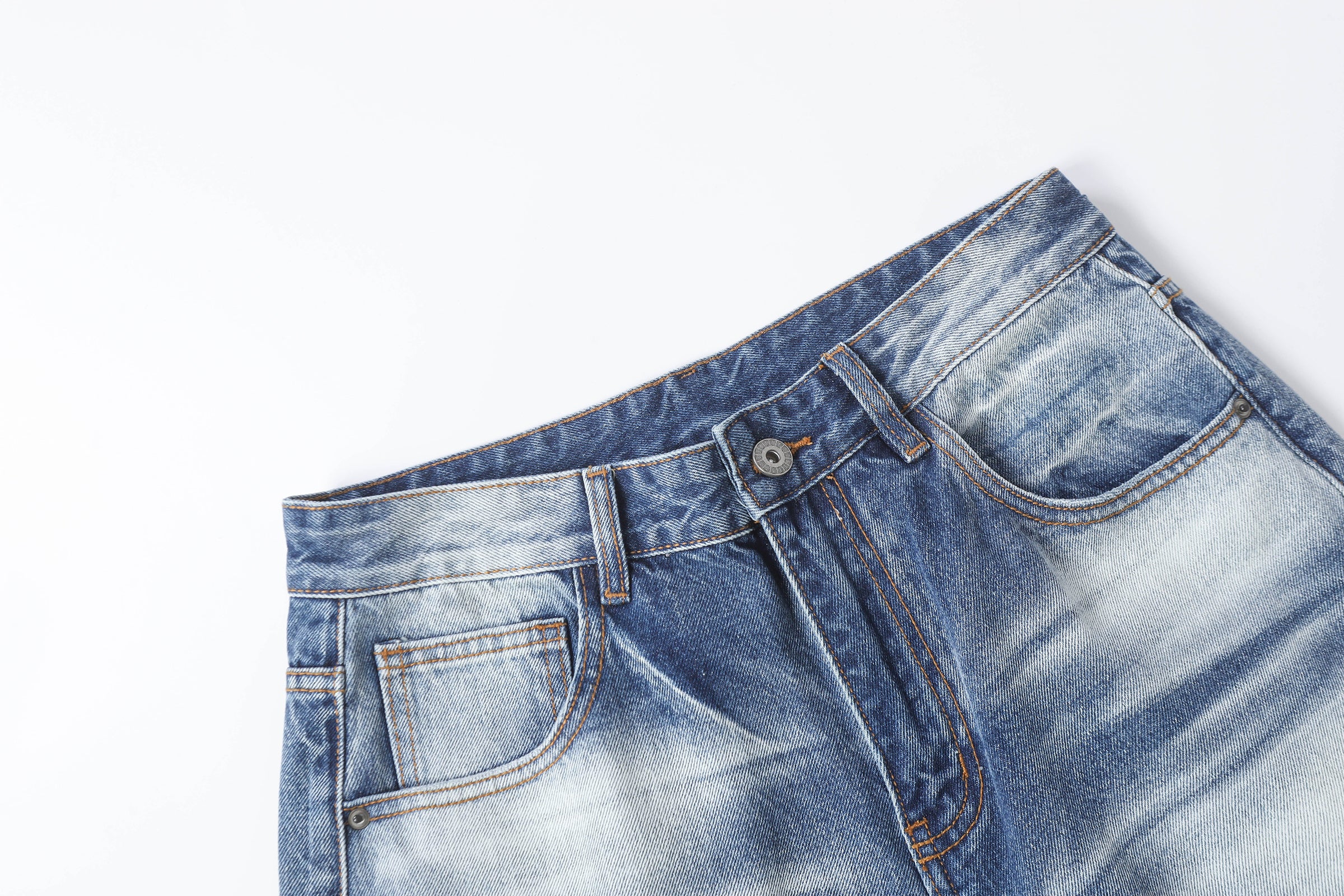 DONOTLOGO Retro Blue Baggy Denim Pants | Unisex Y2K Wide Leg Trousers with Natural Whiskering & Fade | High Street Relaxed Fit Bottoms