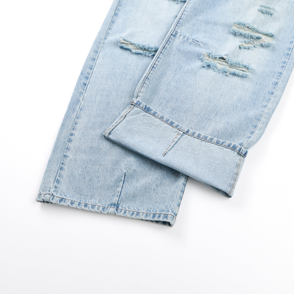 DONOTLOGO Heavy Distressed Wash Baggy Jorts | Unisex Y2K Wide Leg Denim Shorts | Retro High Street Summer Bottoms