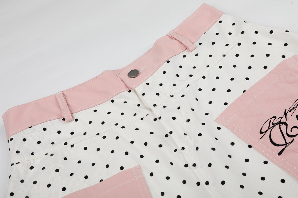 DONOTLOGO Sweet Streetwear Collection | Unisex Relaxed Fit Denim Jeans | Bold Polka Dot Print & Embroidered Pocket Detail with Classic Cotton Denim Fabric