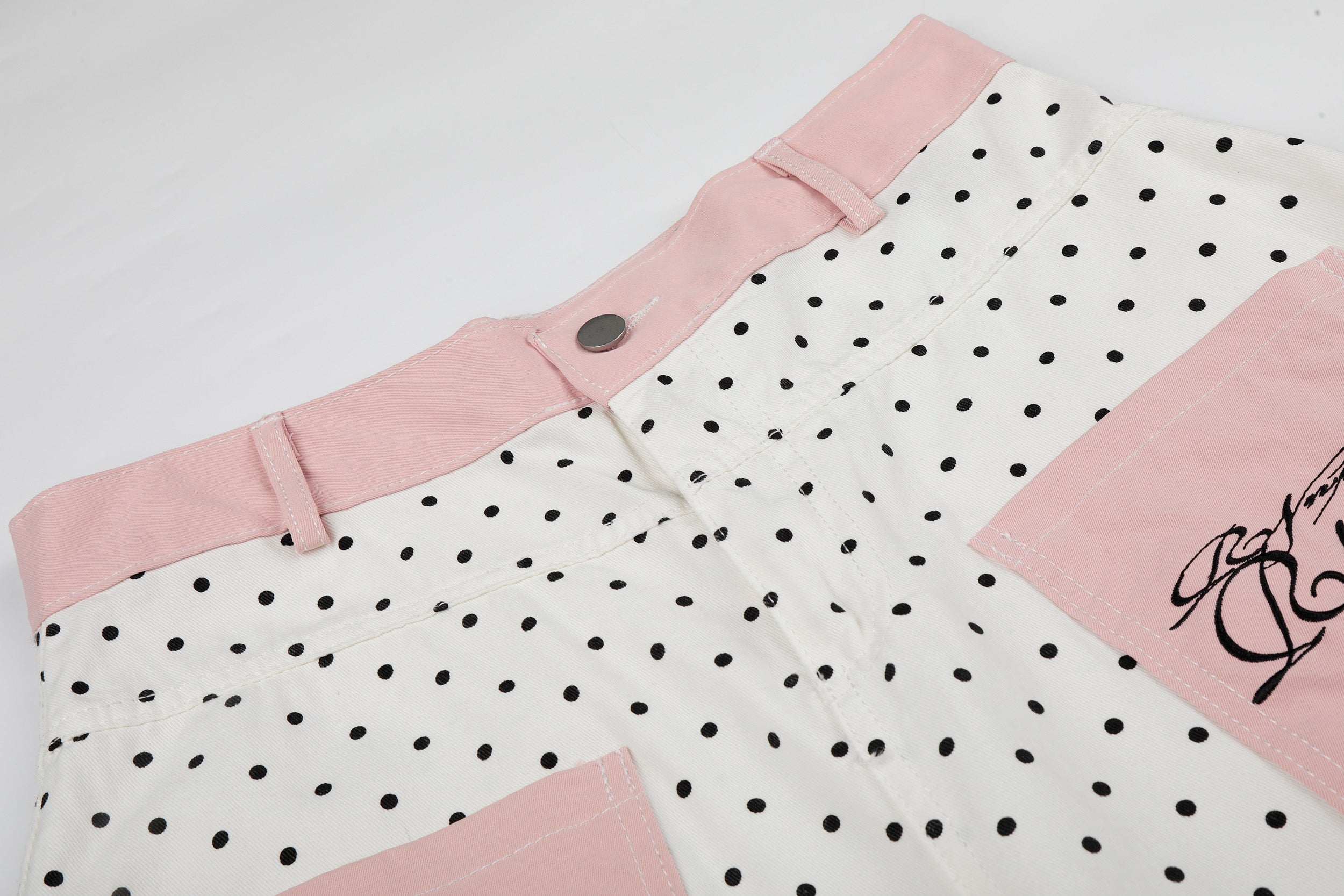 DONOTLOGO Sweet Streetwear Collection | Unisex Relaxed Fit Denim Jeans | Bold Polka Dot Print & Embroidered Pocket Detail with Classic Cotton Denim Fabric