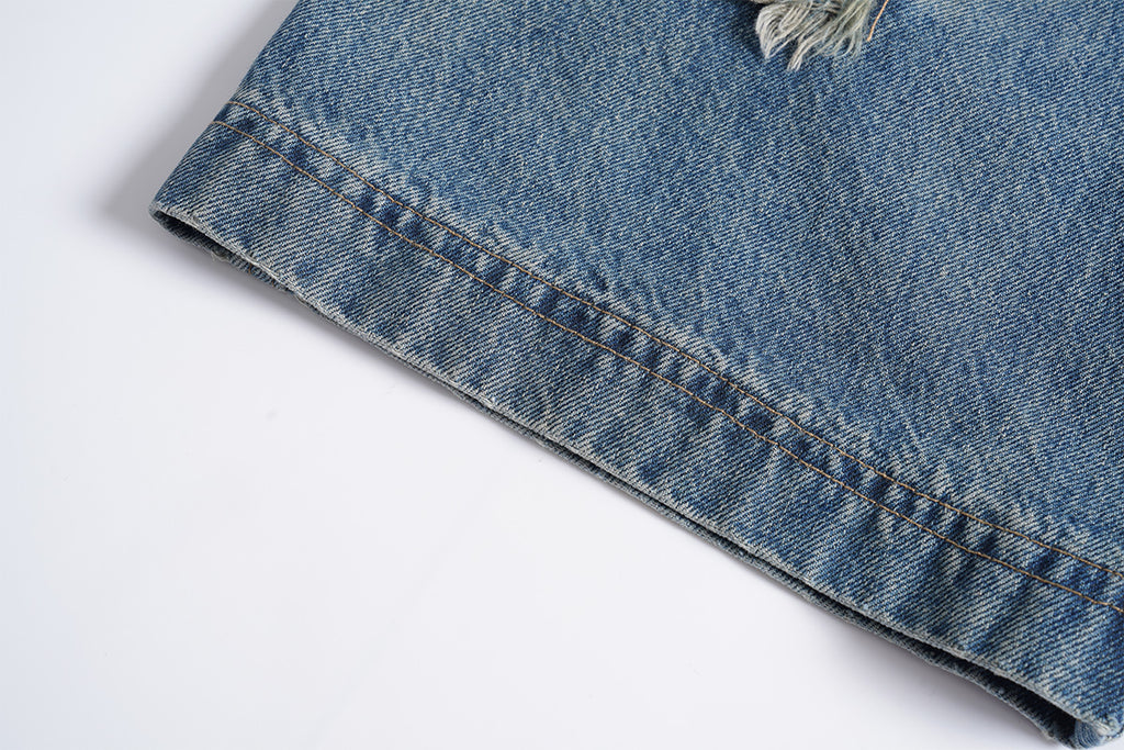 Vintage Washed Zippered Jeans