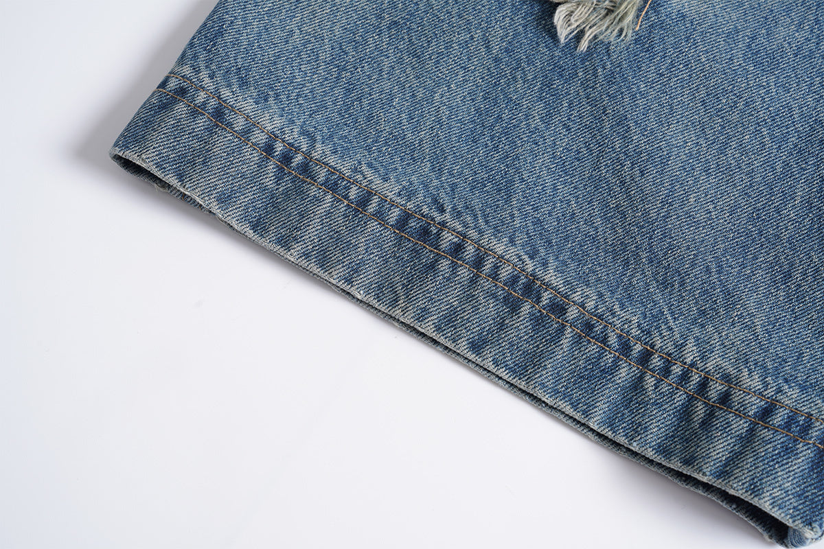 Vintage Washed Zippered Jeans