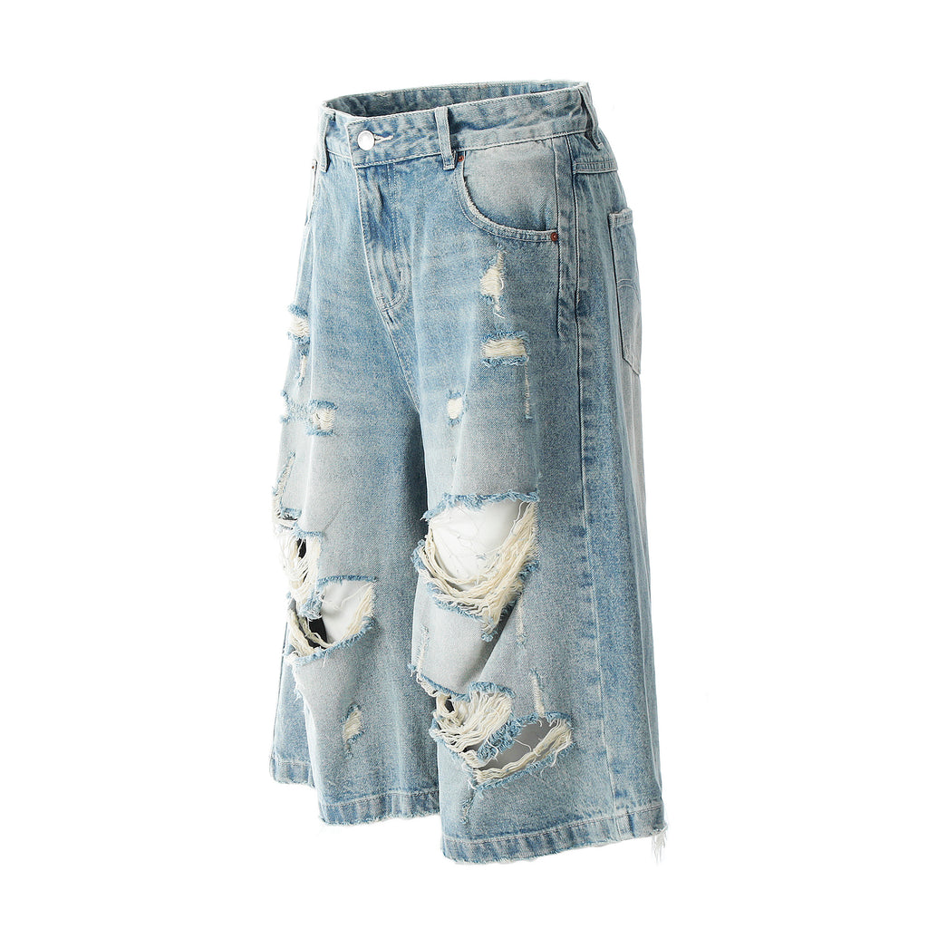 DONOTLOGO Urban Heritage Collection | Unisex Oversized Cropped Denim | Retro Aesthetic High-Rise Wide-Leg Bottoms with Authentic Fade Detail