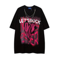 DONOTLOGO Bold Graffiti Letter & Chain Accent Tee | Unisex Y2K Oversized Streetwear Top | Retro High Street Summer Shirt