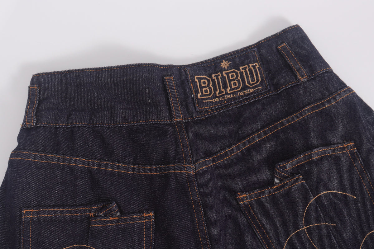 DONOTLOGO Retro Military Aesthetic | Unisex Oversized Balloon Jeans | Raw Indigo Denim with Functional Cargo Pockets & Embroidered Back Logo