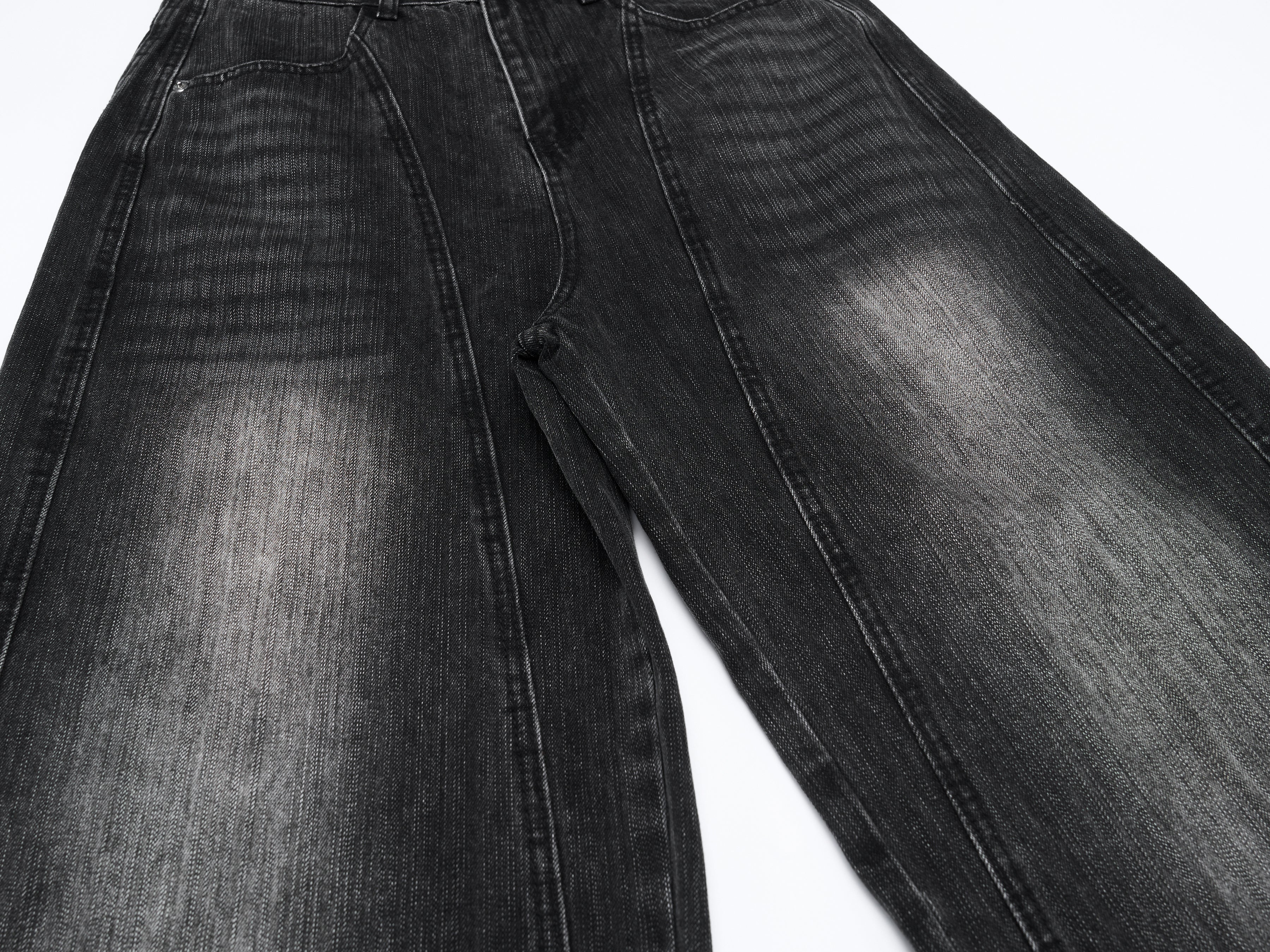 DONOTLOGO Oversized Black Acid Wash Denim Jeans - Unisex Baggy Trousers with Distressed Whisker Effect - Edgy Streetwear Bottom with Wide Leg Silhouette & Raw Hem