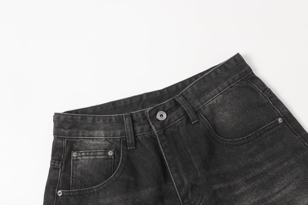 DONOTLOGO Urban Edge Collection | Unisex Relaxed Fit Denim Shorts | Bold Cat Whisker Seaming & Faded Wash Finish with Classic Cotton Denim Fabric