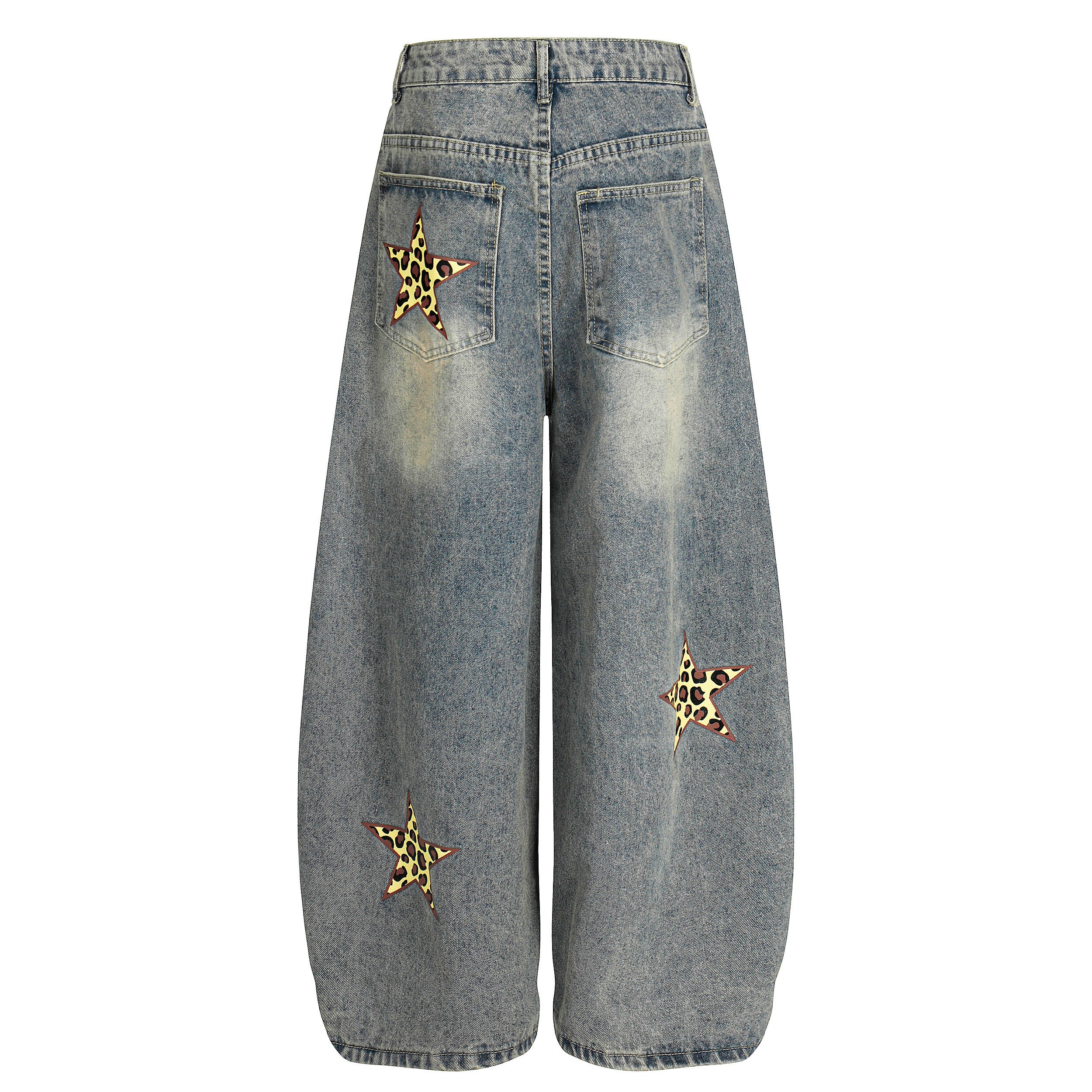 DONOTLOGO Urban Streetwear Collection | Unisex Relaxed Silhouette Jeans | Bold Leopard Star Motif & Soft Denim Fabric