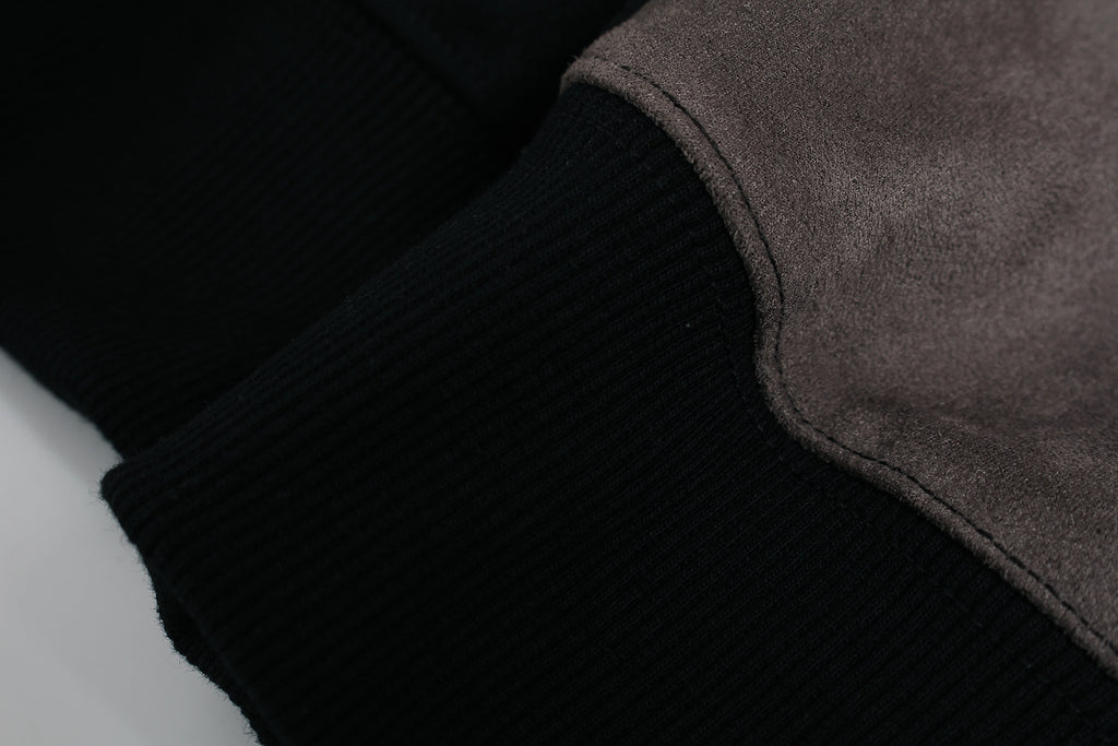 Unisex Suede Patchwork Hoodie