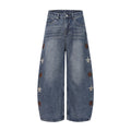 DONOTLOGO Urban Streetwear Collection | Unisex Curved Silhouette Denim Trousers | Bold Star Motif & Vintage Fade Detail with Premium Cotton Blend