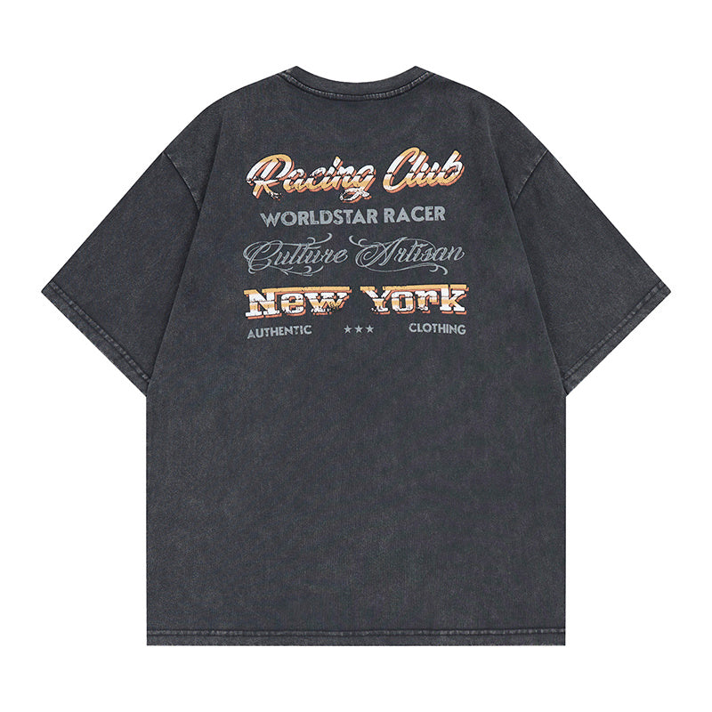 DONOTLOGO "Ray Studio" Gothic Reaper Graphic Tee - Unisex Vintage Washed Streetwear T-Shirt - Edgy Oversized Top with Skull & Lightning Aesthetic