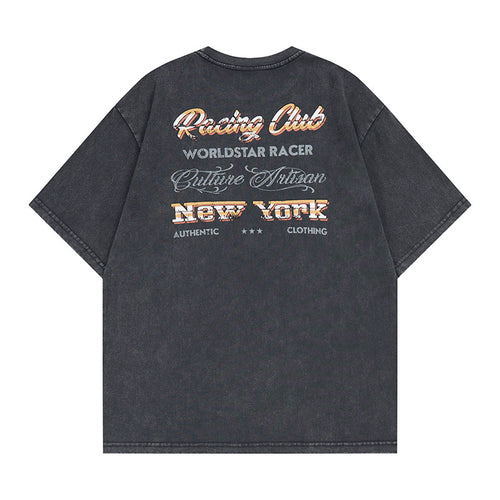DONOTLOGO "Ray Studio" Gothic Reaper Graphic Tee - Unisex Vintage Washed Streetwear T-Shirt - Edgy Oversized Top with Skull & Lightning Aesthetic
