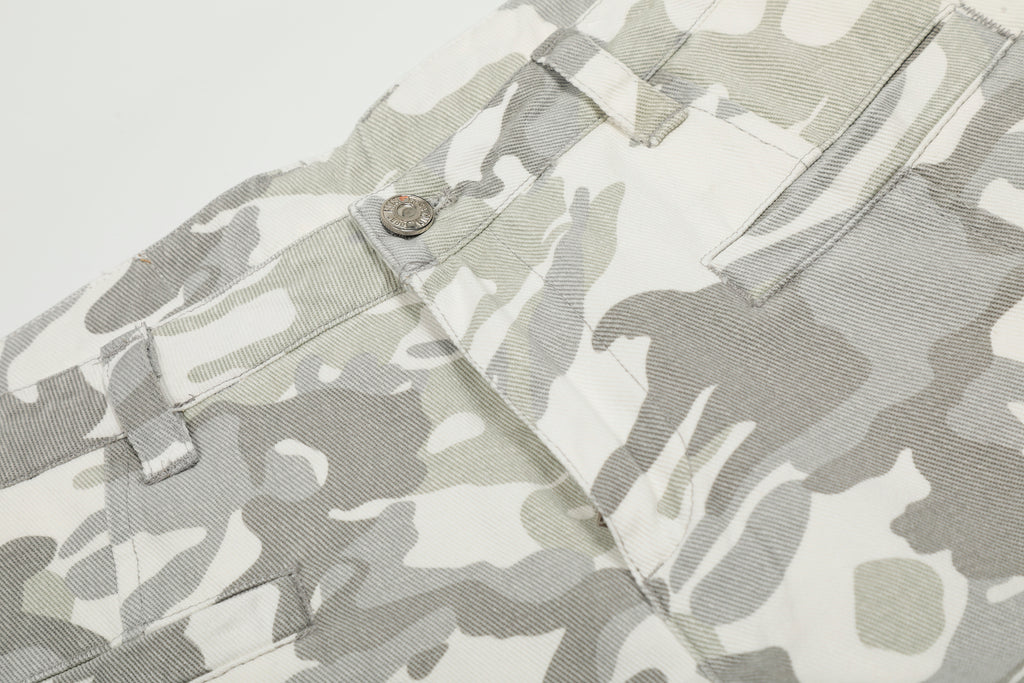 Unisex Distressed Snow Camo Pants