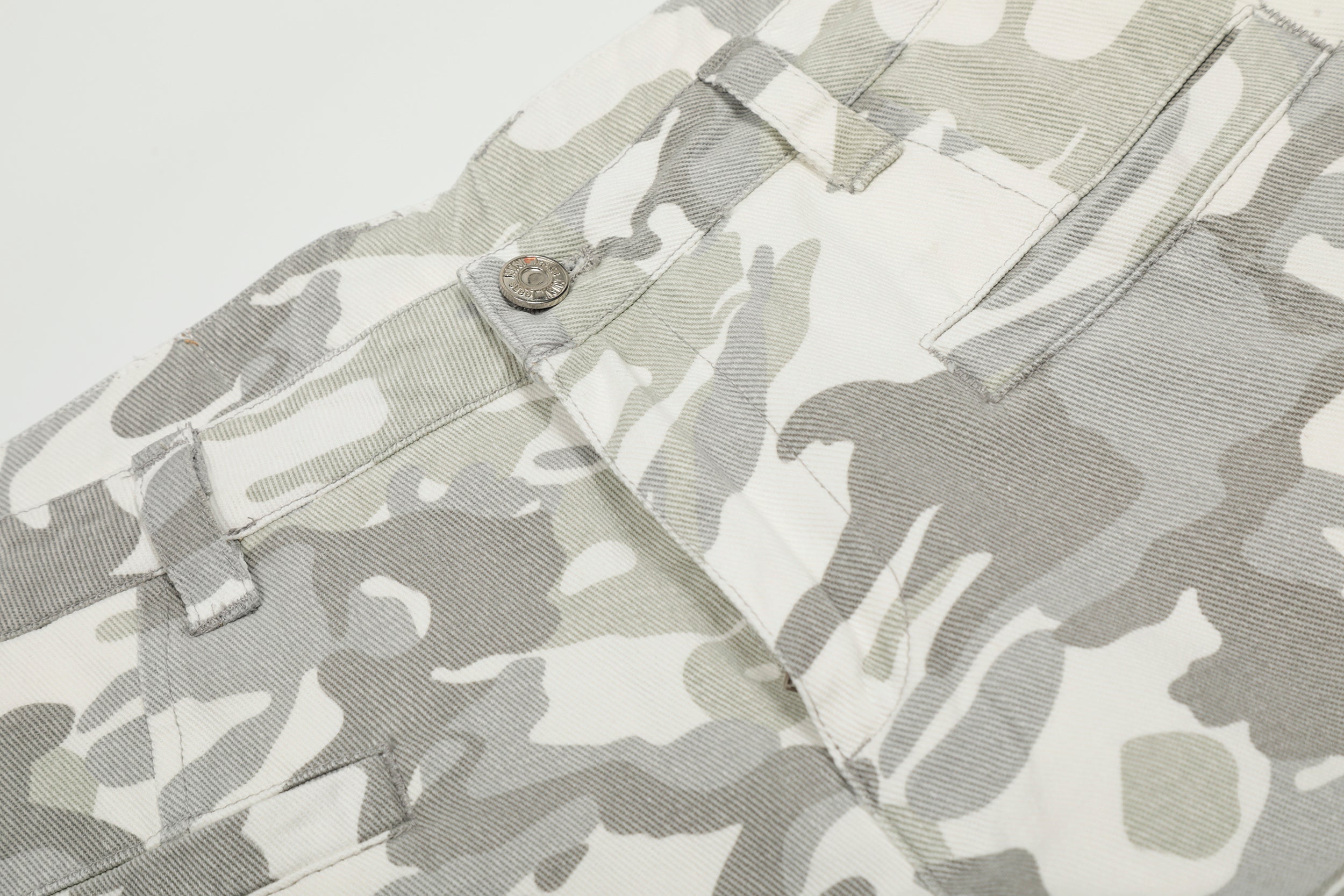 Unisex Distressed Snow Camo Pants