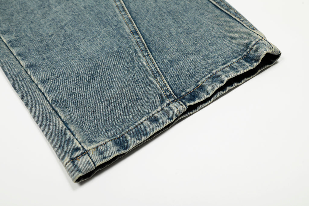 DONOTLOGO Urban Streetwear Collection | Unisex Relaxed Silhouette Cargo Jeans | Bold Plaid Tie & Fruit Motif & Soft Denim Fabric