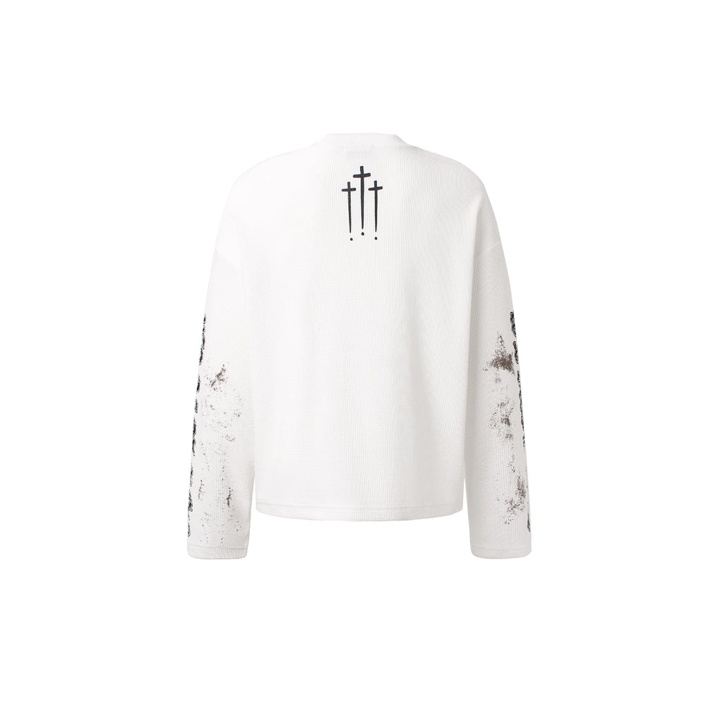 DONOTLOGO Urban Streetwear Collection | Unisex Relaxed Silhouette Tee | Bold Religious Motif & Soft Waffle Knit Fabric