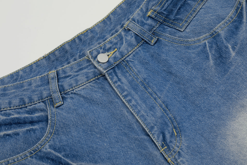 DONOTLOGO Vintage Washed Wide-Leg Denim Shorts | Unisex Baggy Capris | Retro American Style 7/8 Length Jeans