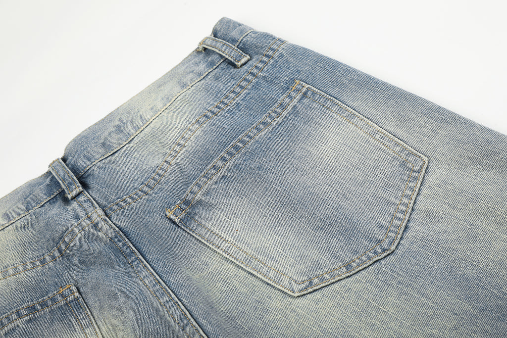 DONOTLOGO Urban Edge Collection | Unisex Relaxed Fit Denim Jeans | Bold Cat Whisker Seaming & Faded Wash Finish with Classic Cotton Denim Fabric