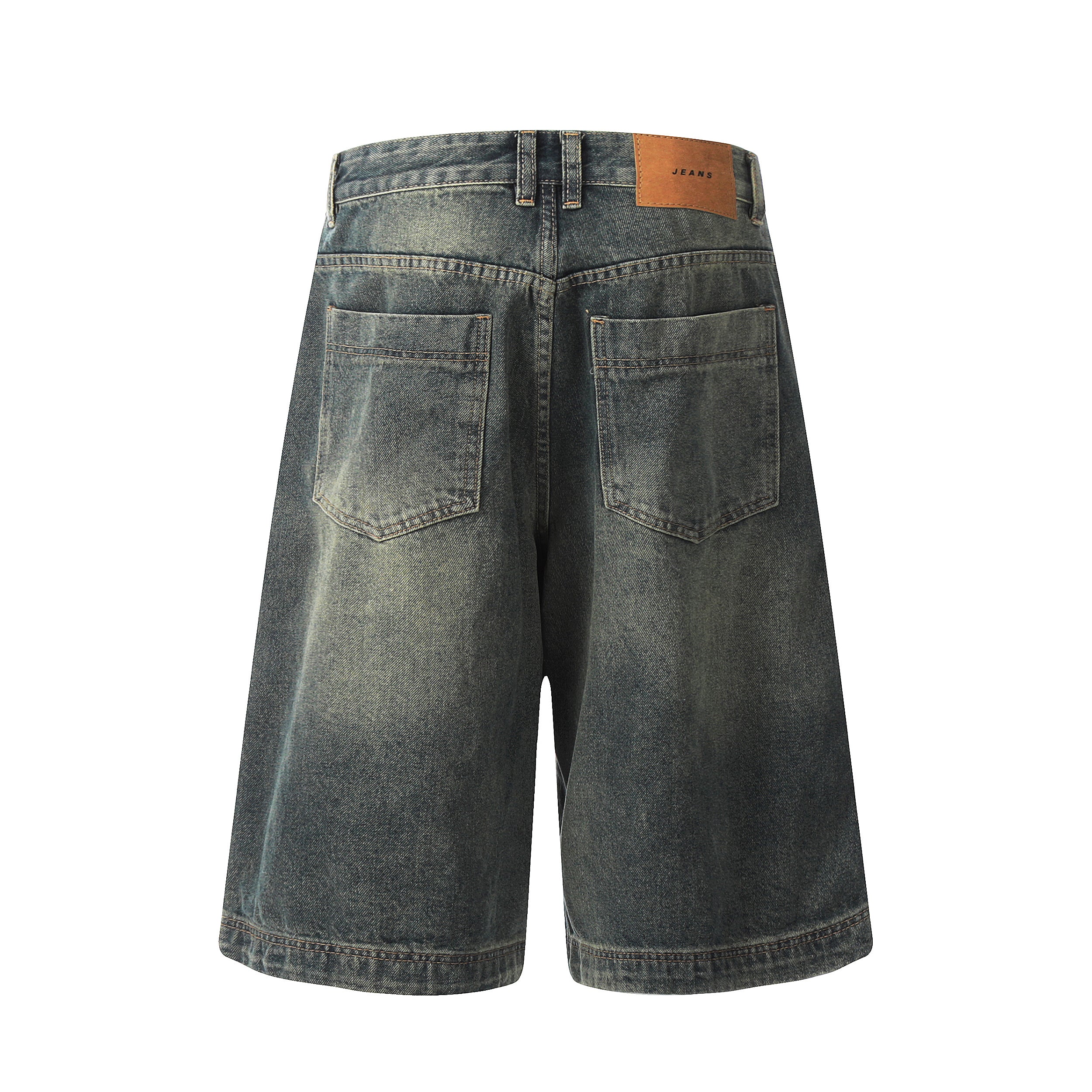 DONOTLOGO Oversized Vintage Denim Shorts - Unisex Baggy Jorts with Contrast Stitching - Edgy Streetwear Bottom with Patch Pockets & Distressed Wash