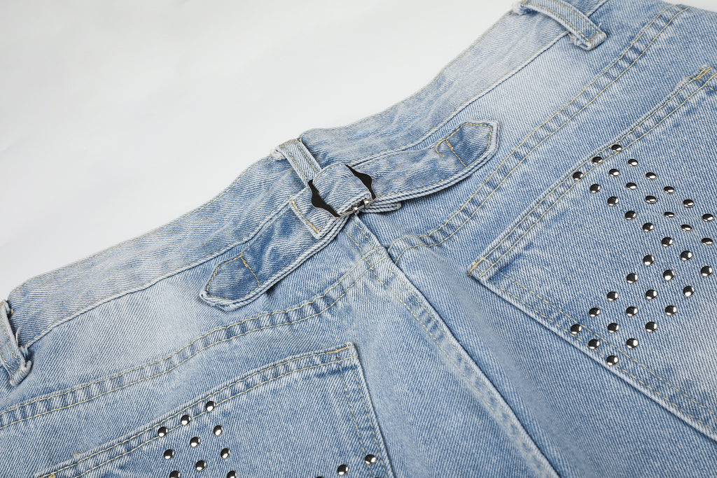 DONOTLOGO Urban Edge Collection | Unisex Relaxed Fit Denim Jeans | Bold Rivet Pocket Detail & Vintage Wash Finish with Classic Cotton Denim Fabric