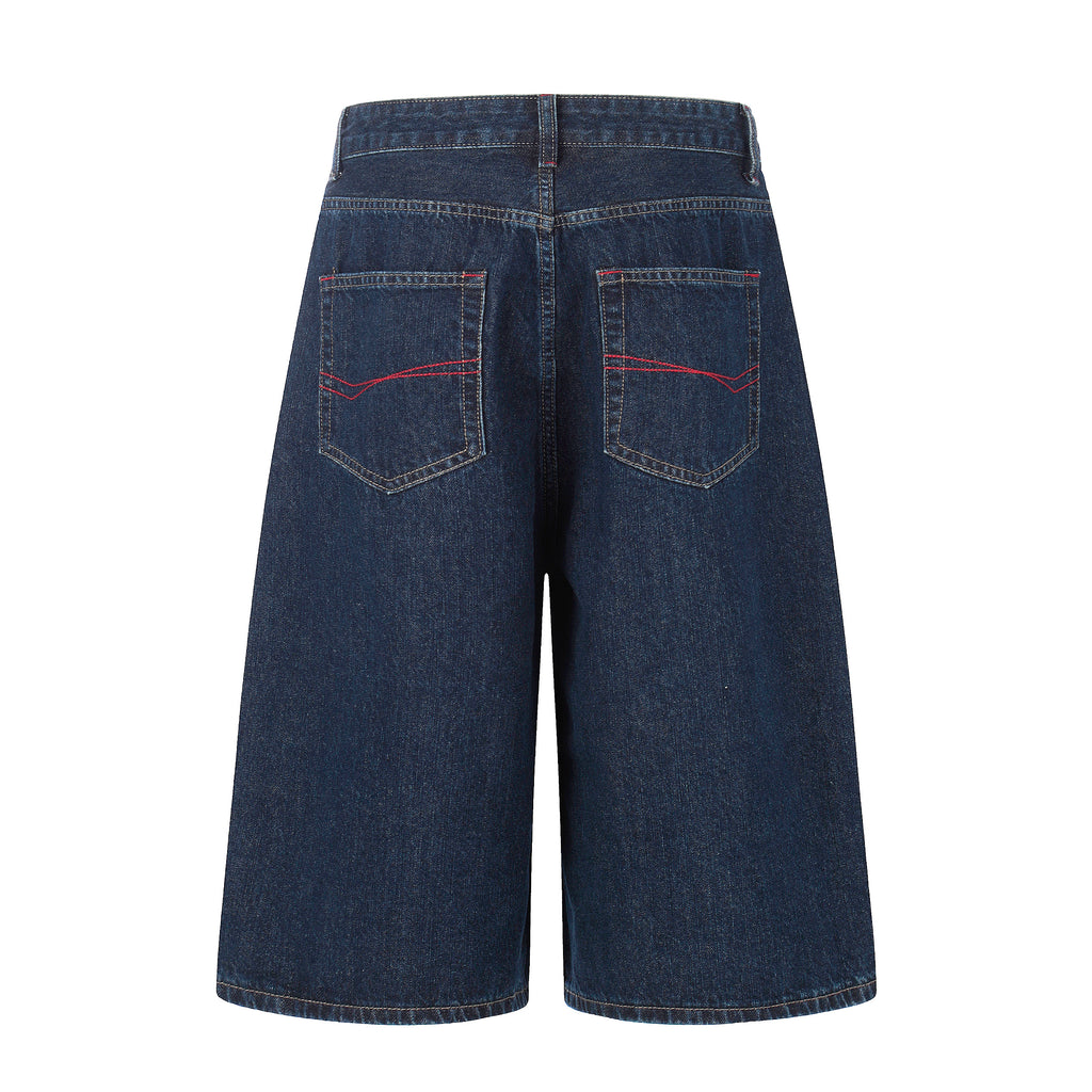 DONOTLOGO Vintage Denim Revival Collection | Unisex Relaxed Fit Patchwork Cropped Pants | Bold Contrast Stitching & Button-Fly Detail with Vintage Wash Finish