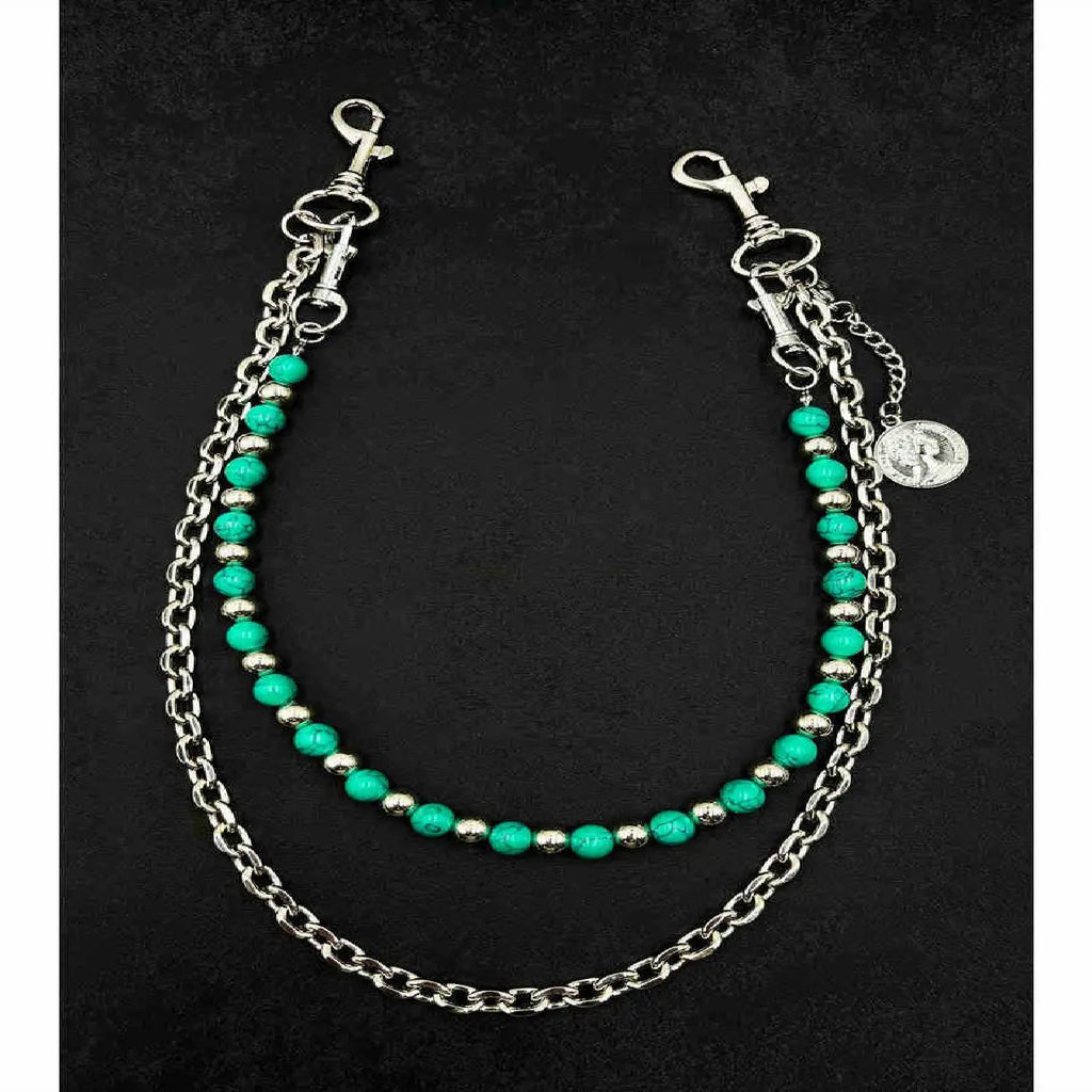 New Black Pattern Detachable Double-Layer Waist Chain – Unisex Hip-Hop Retro Vibe Denim Accessory