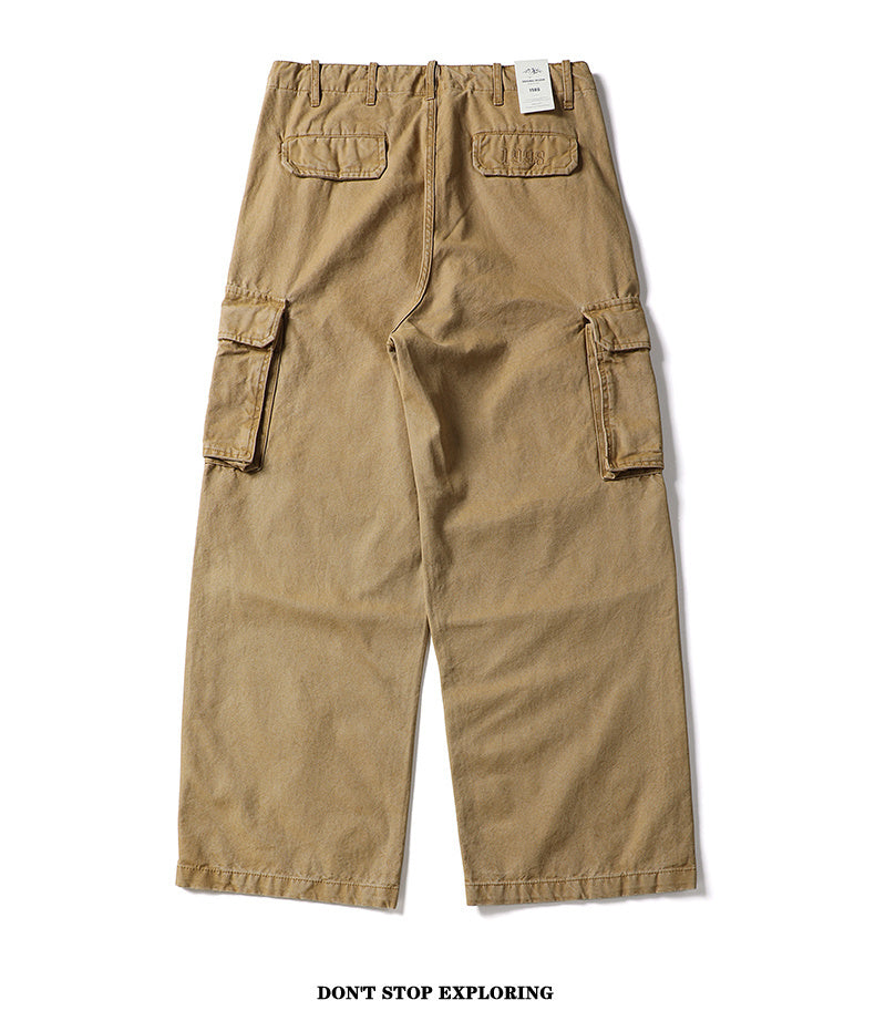 Unisex Vintage Washed Distressed Casual Pants with Large Pockets