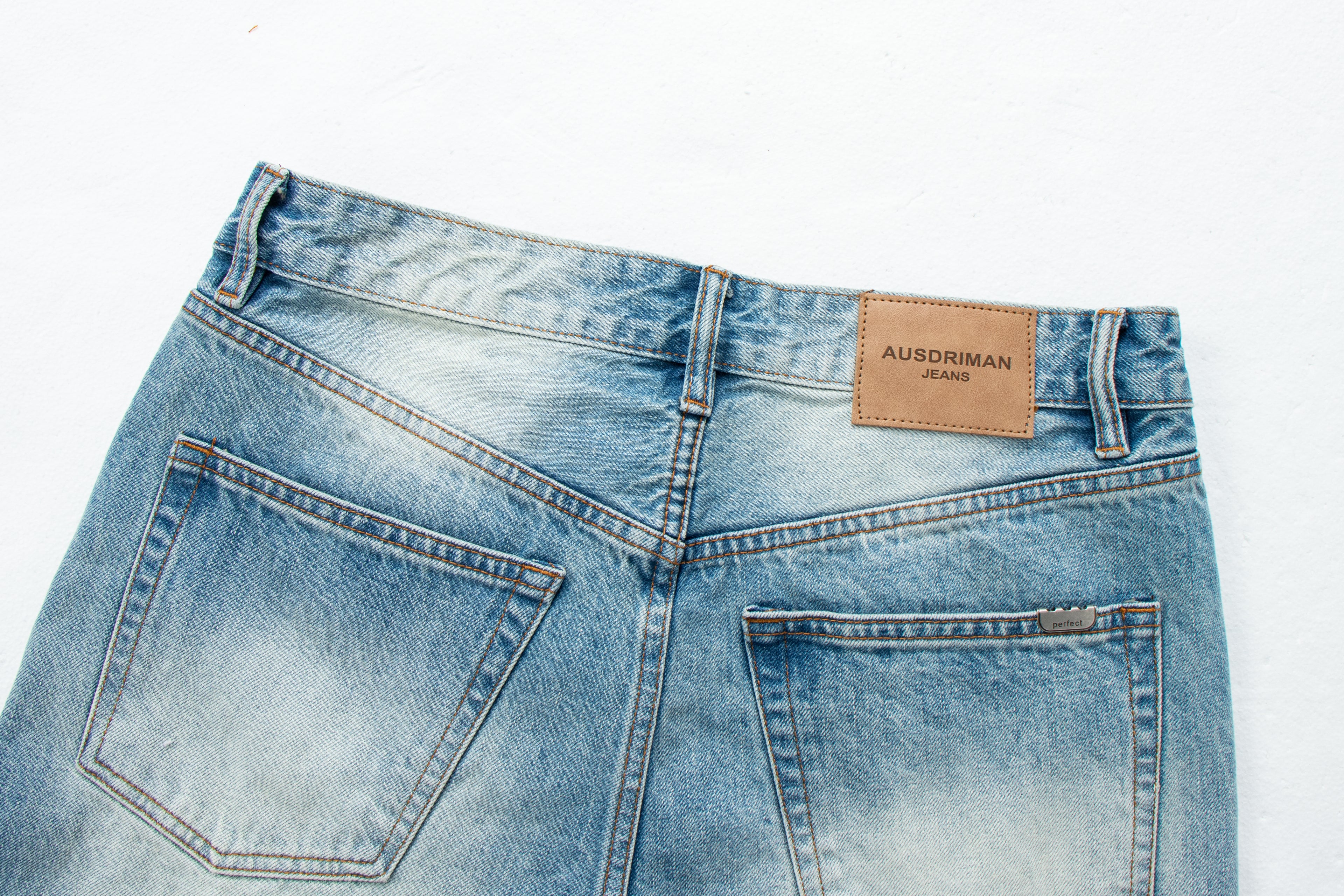 Vintage Distressed Straight-Leg Denim Jeans