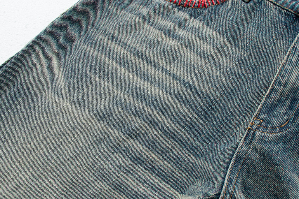 Washed Straight-Leg Micro-Flare Denim Jeans