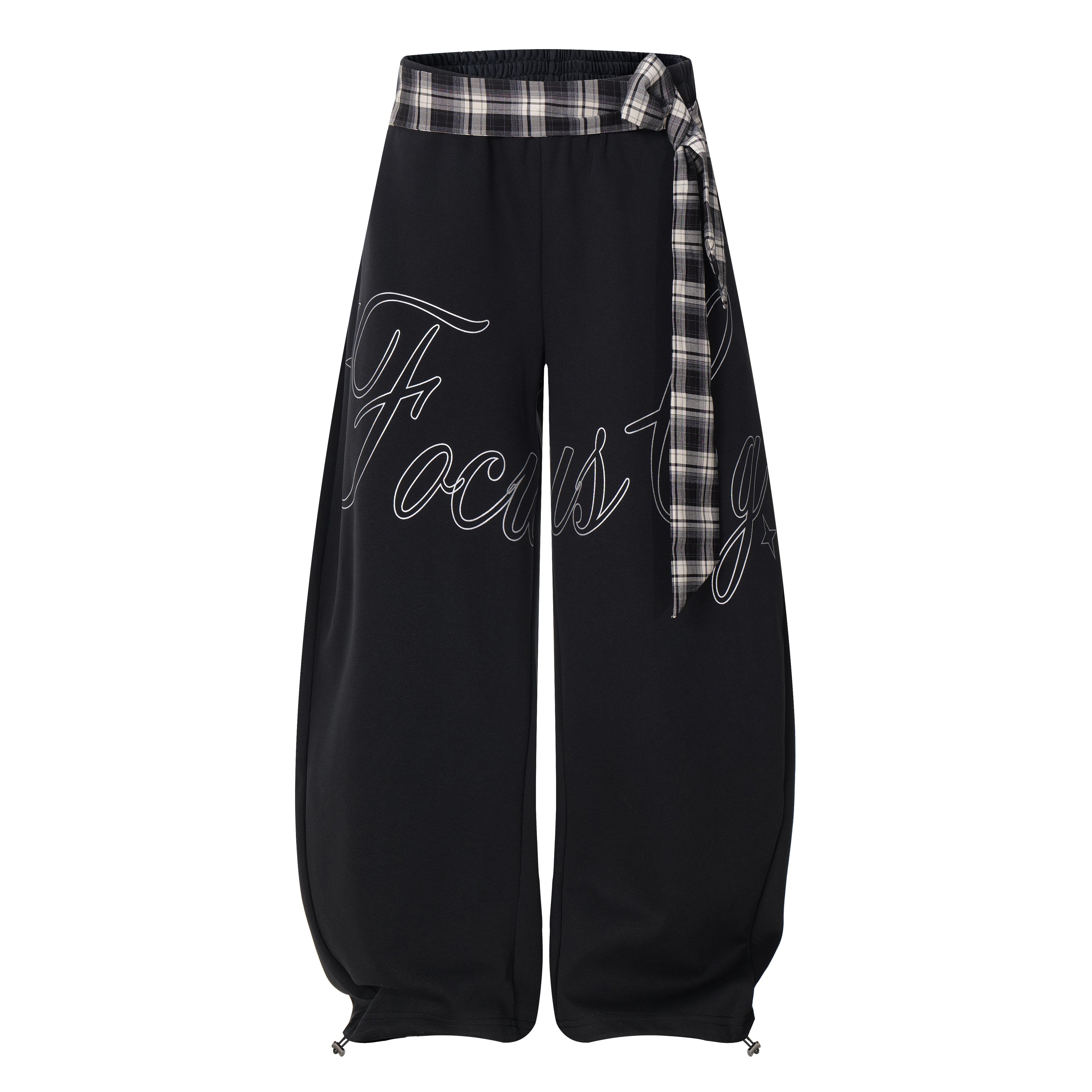 Unisex Sweatpants with Checkered Waist and Pockets