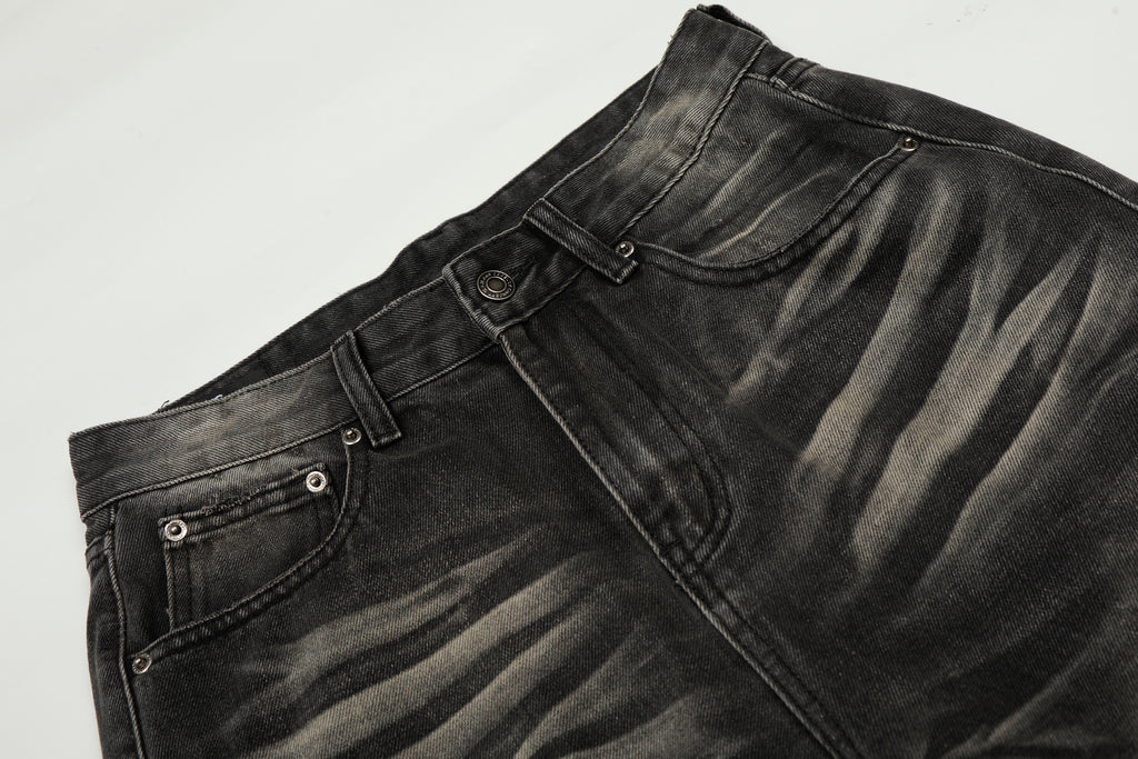 DONOTLOGO Urban Heritage Collection | Unisex Oversized Cat Whisker Denim | Retro Aesthetic High-Rise Wide-Leg Bottoms with Authentic Fade Detail