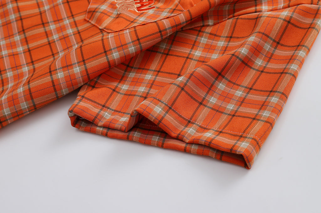 Unisex Striped Check Embroidered Tee