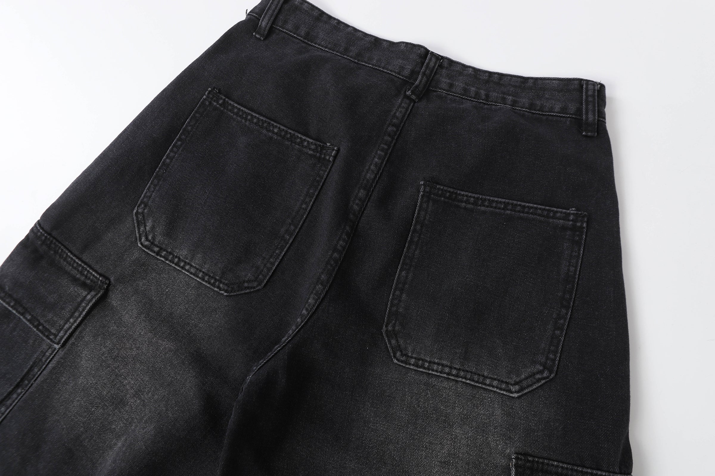 DONOTLOGO Retro Blue Cargo Jean Shorts | Unisex Y2K Wide Leg Denim Shorts with Functional Pockets | High Street Relaxed Fit Bottoms