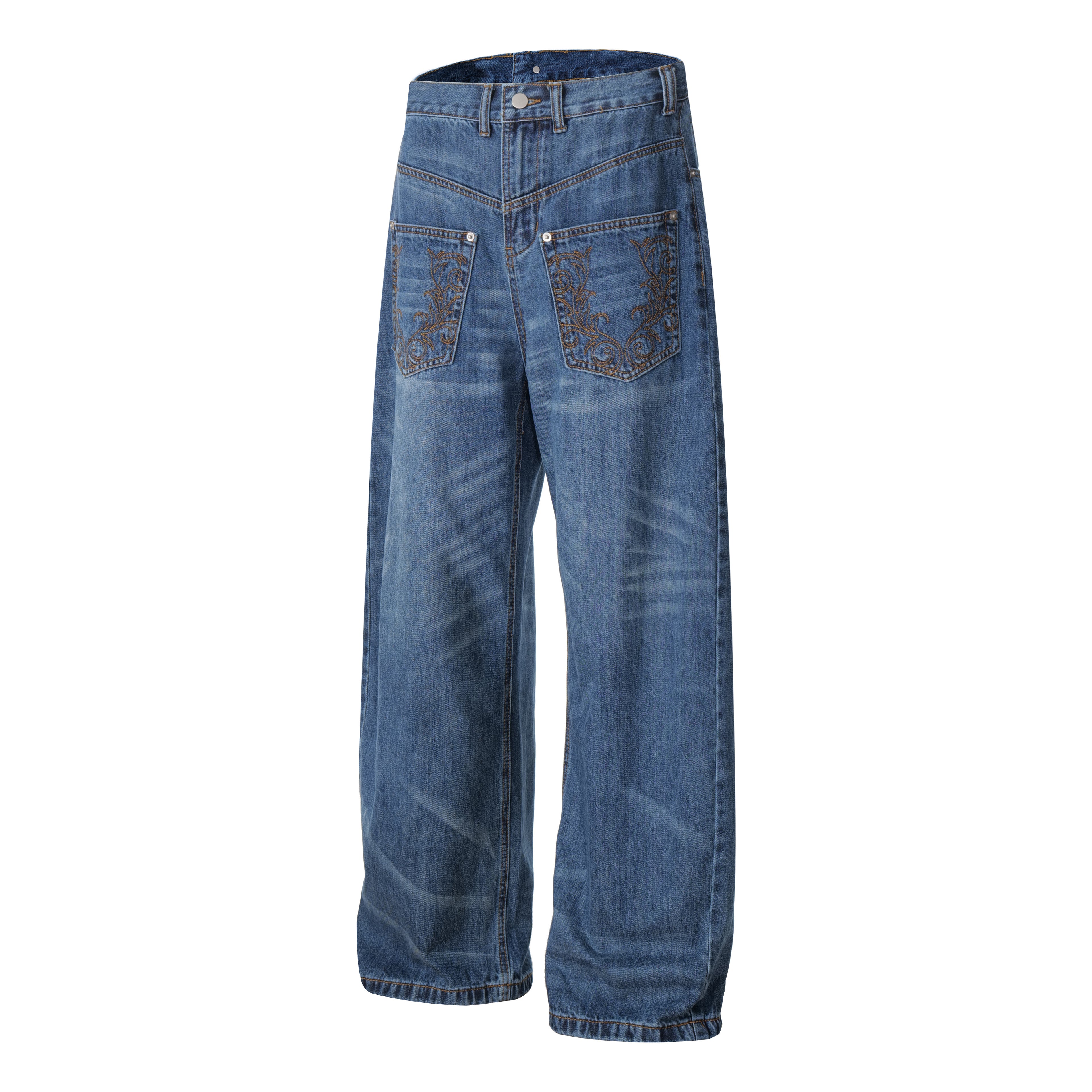 Unisex Embroidered Denim Jeans