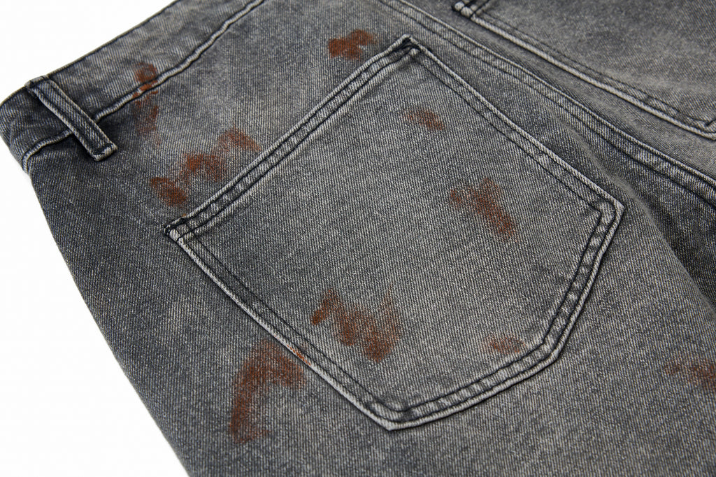 Unisex Vintage Washed Graffiti Denim Pants