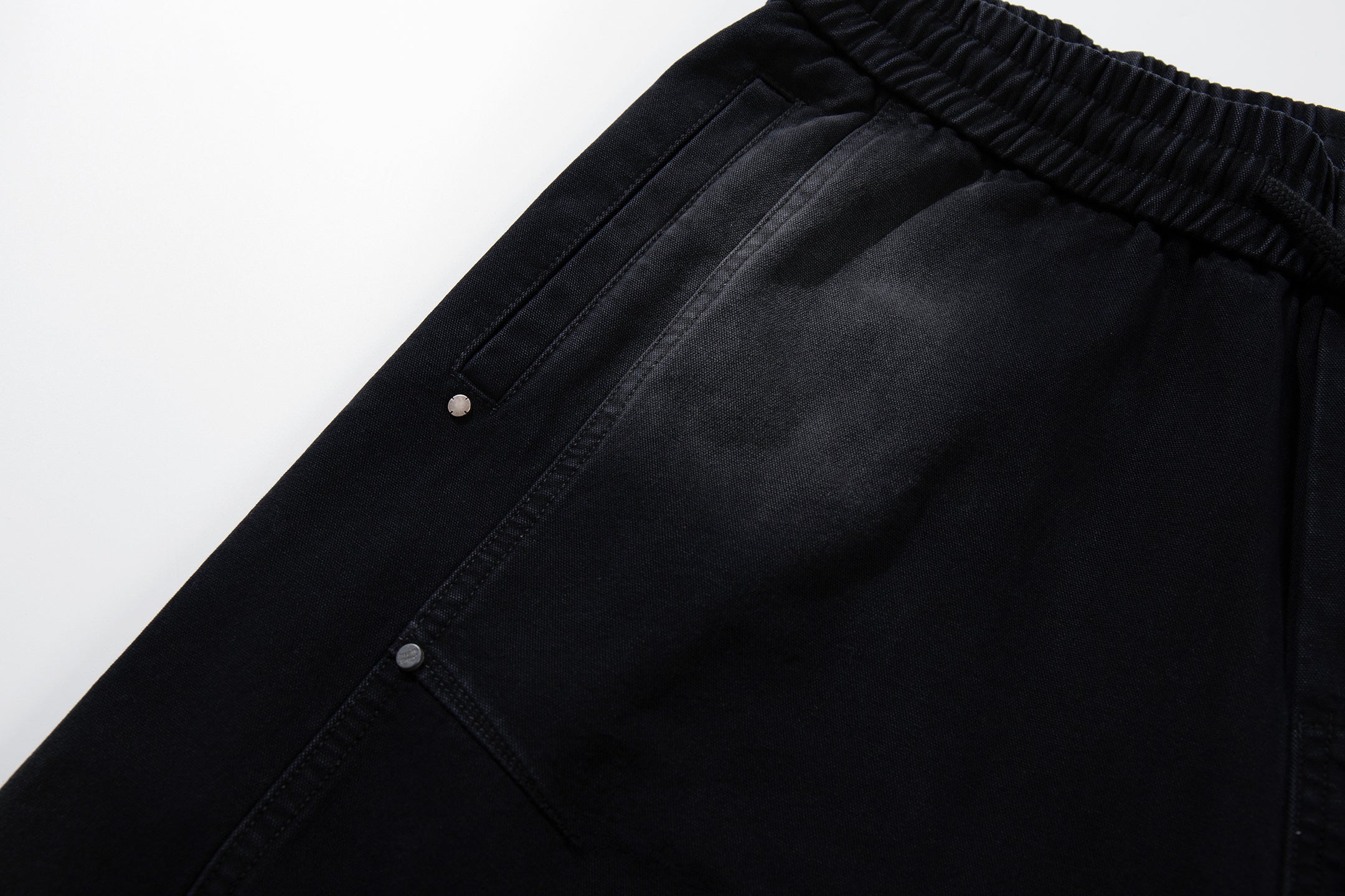 Unisex Distressed Washed Black Drawstring Denim Jeans
