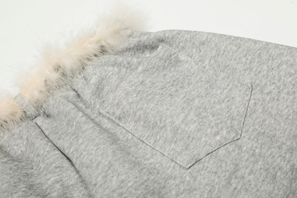 DONOTLOGO Urban Streetwear Collection | Unisex Relaxed Silhouette Sweatpants | Bold Faux Fur Motif & Soft Cotton Knit Fabric