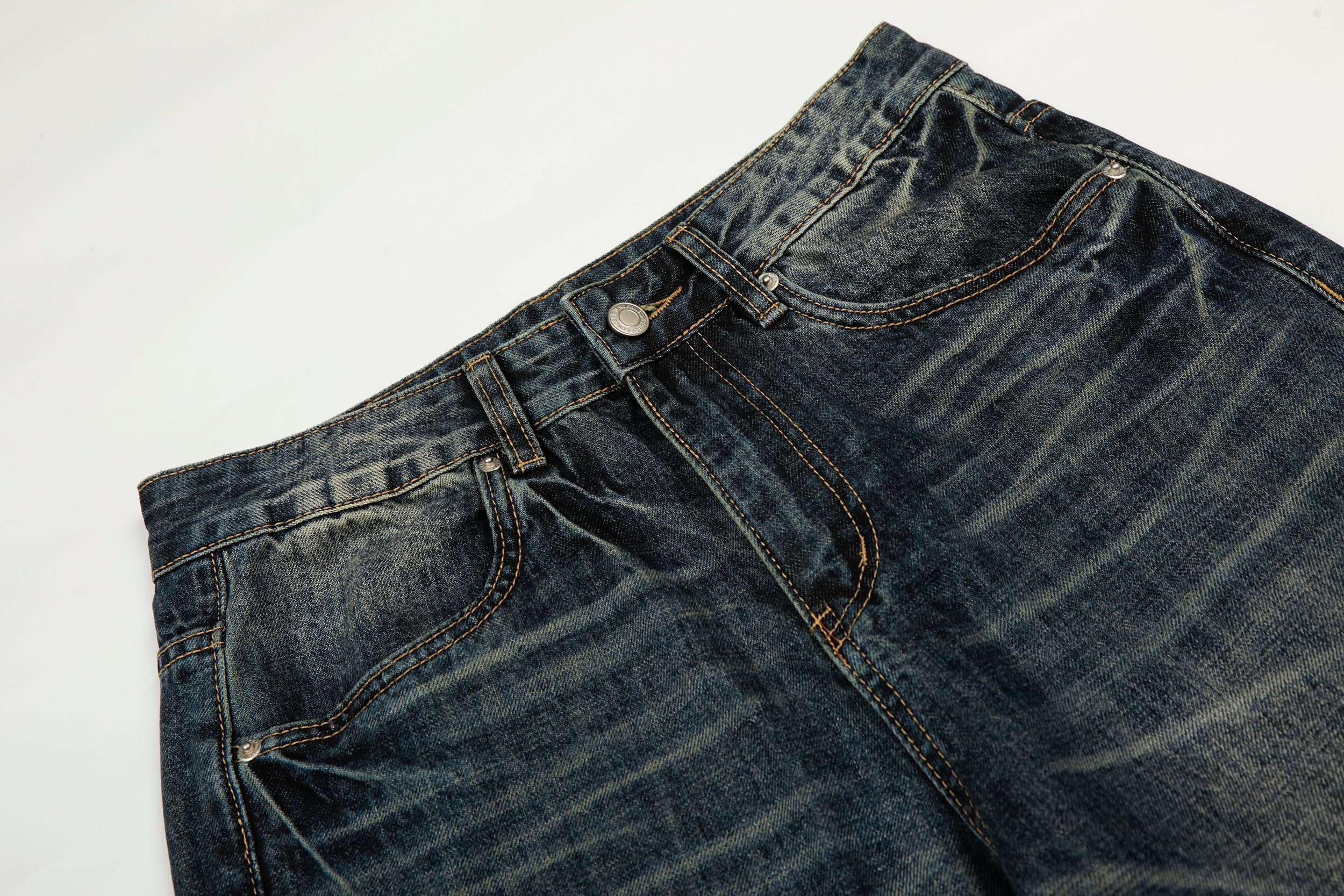DONOTLOGO Urban Heritage Collection | Unisex Oversized Cat Whisker Denim | Retro Aesthetic High-Rise Wide-Leg Bottoms with Authentic Fade Detail