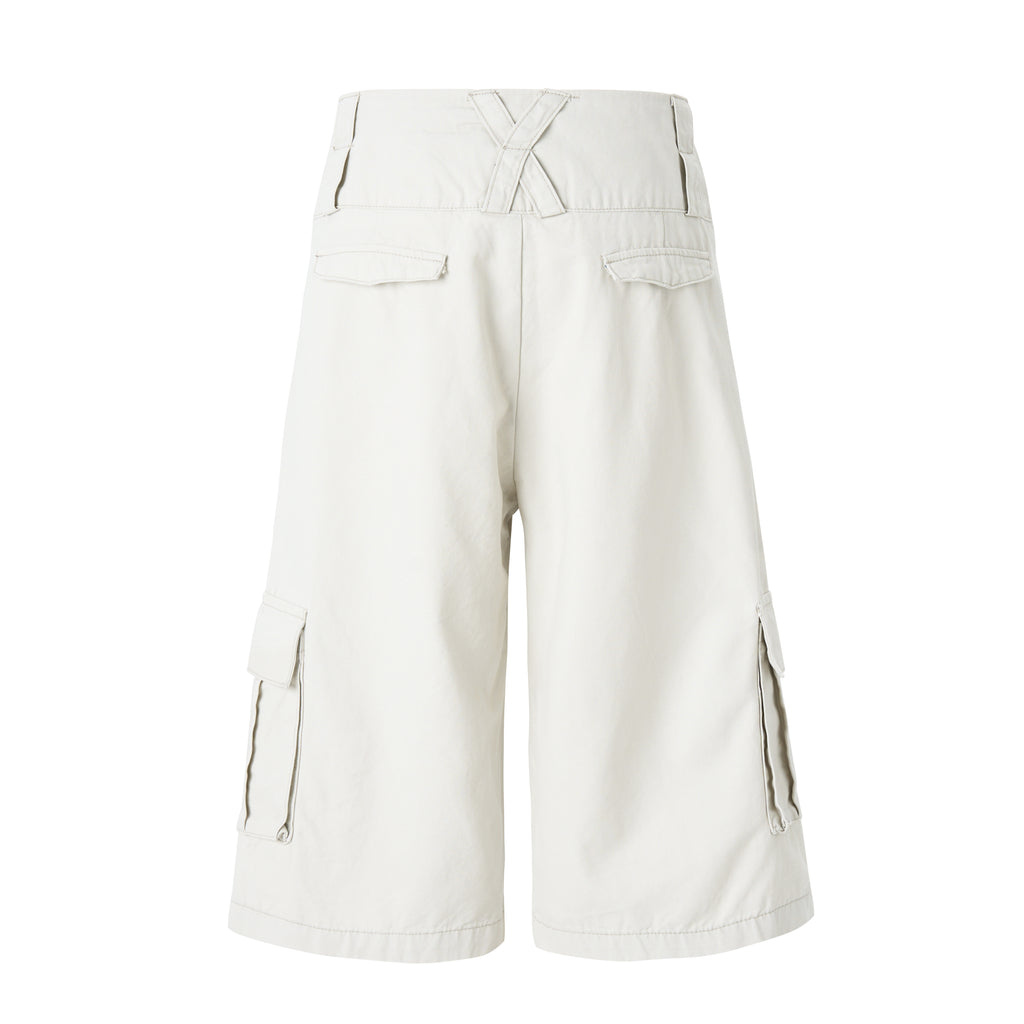 DONOTLOGO Retro Double Waistband Baggy Cargo Jorts | Unisex Y2K Wide Leg Cropped Pants | High Street Summer Bottoms