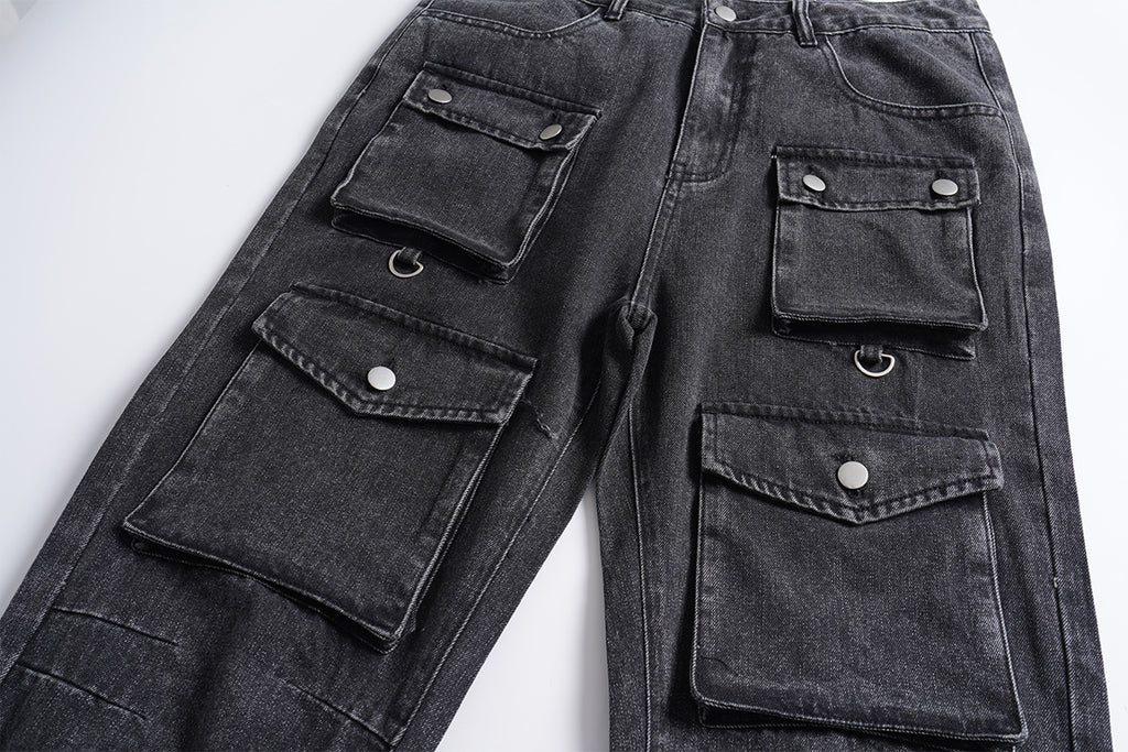 Vintage Washed Zippered Jeans