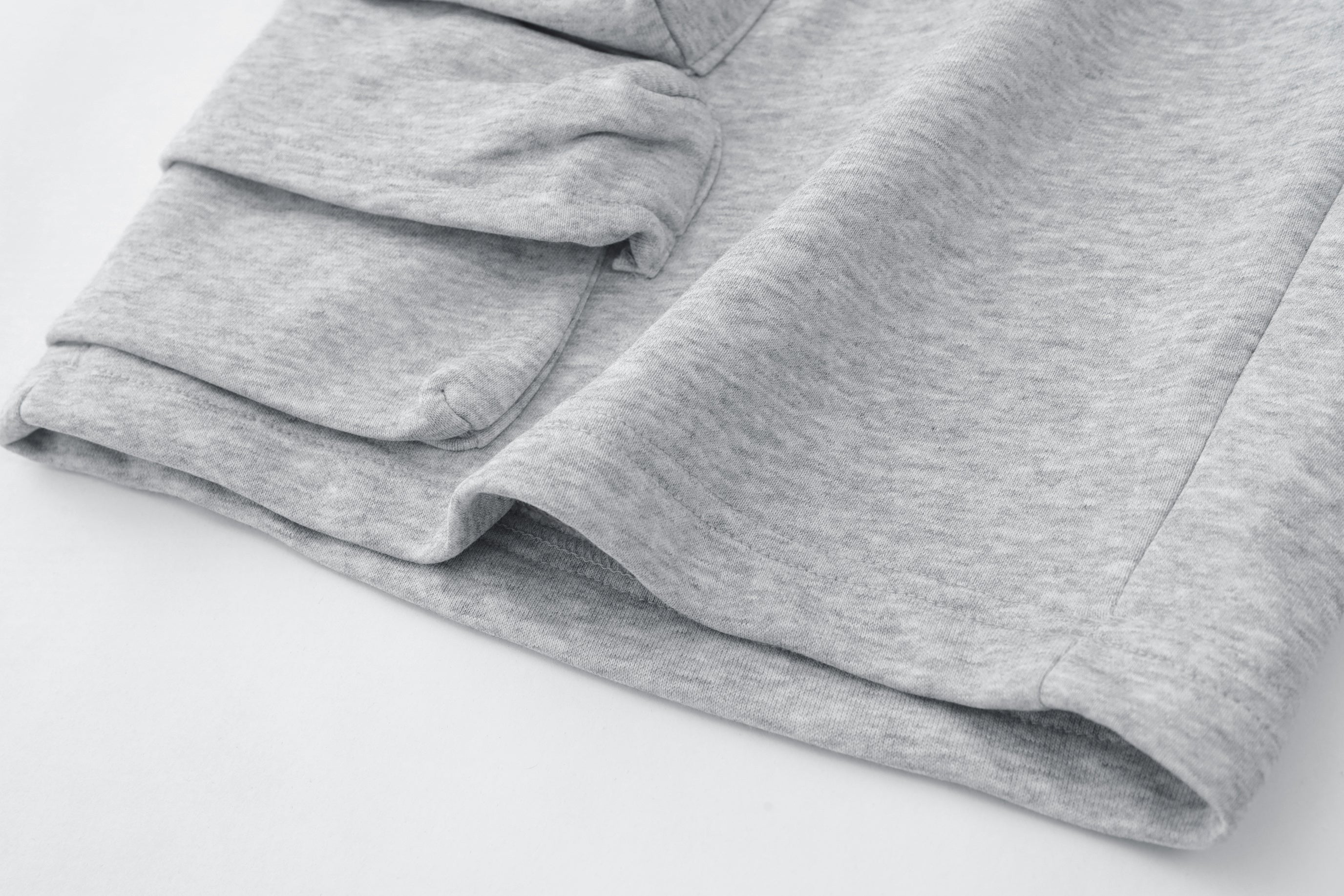DONOTLOGO Oversized Grey Utility Shorts | Unisex Drawstring Cargo Capris | Streetwear Baggy Sweatshorts with Zipper Detail