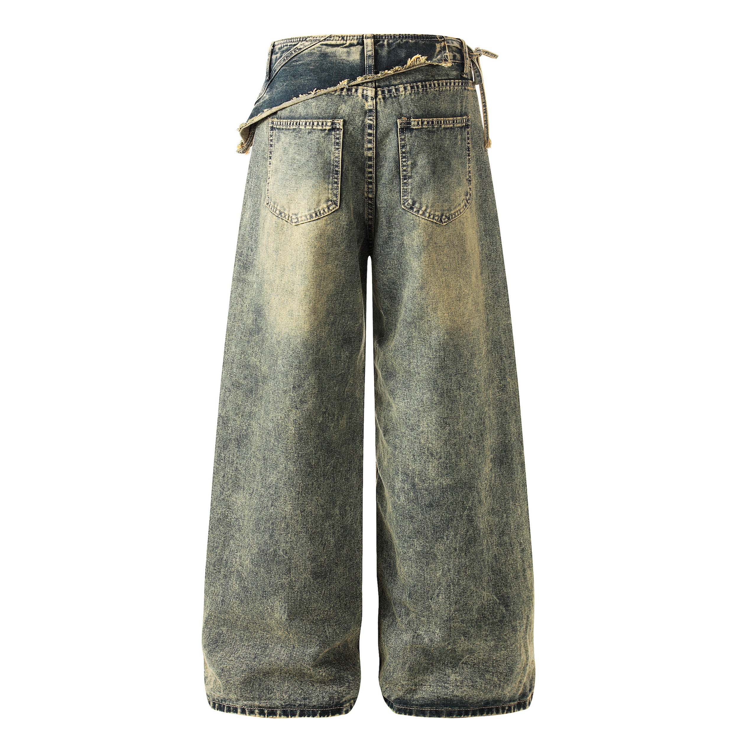 DONOTLOGO Unisex Vintage Washed Wide-Leg Jeans | Mud-Dyed Look, Distressed Detail | High-Waist Loose Fit Streetwear