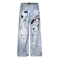 Unisex Dalmatian Print Denim Jeans