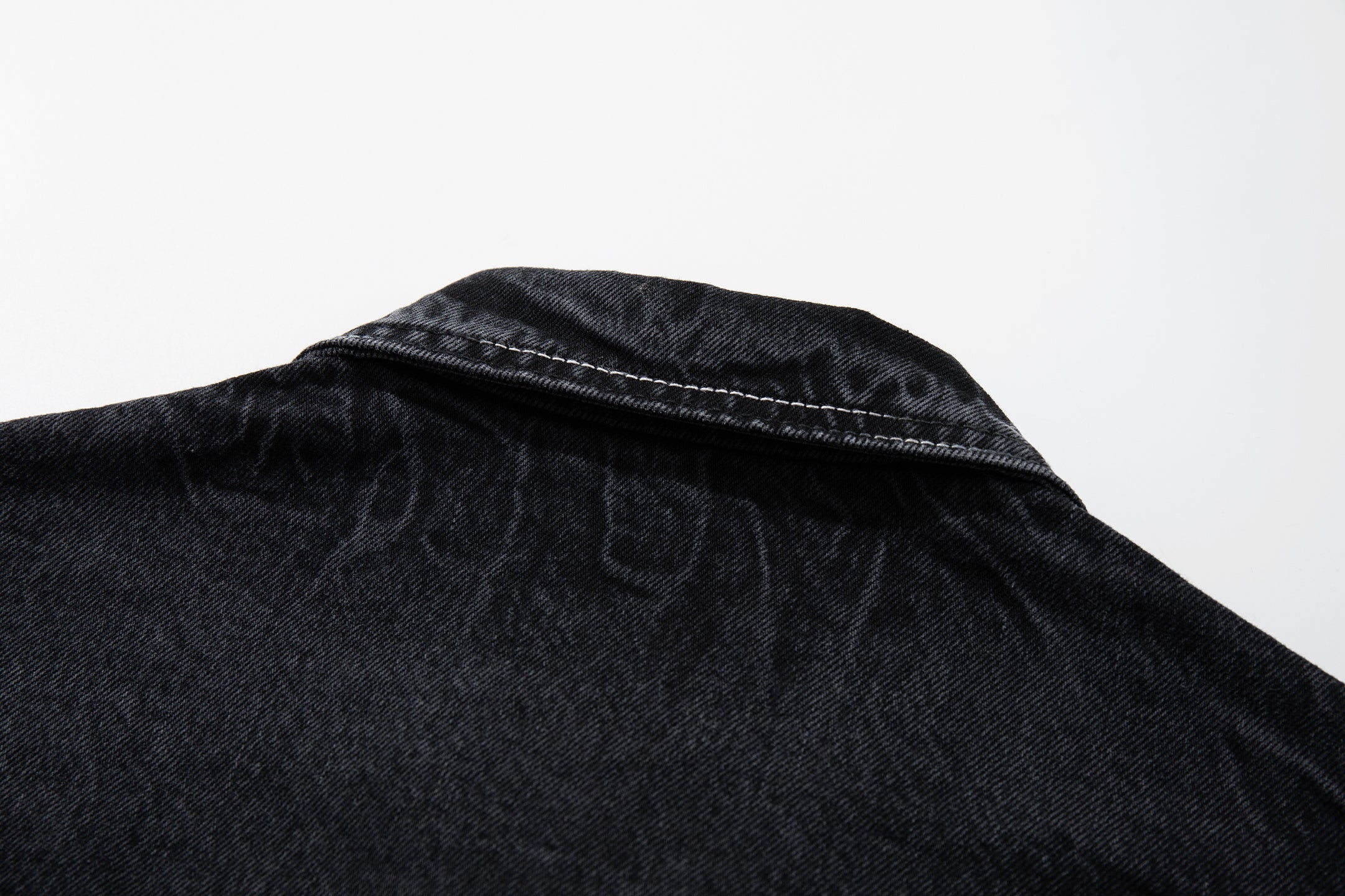 DONOTLOGO Deconstructed Black Denim Jacket - Raw Edge Acid Wash Oversized Jean Jacket - Unisex Grunge Aesthetic Vintage Streetwear