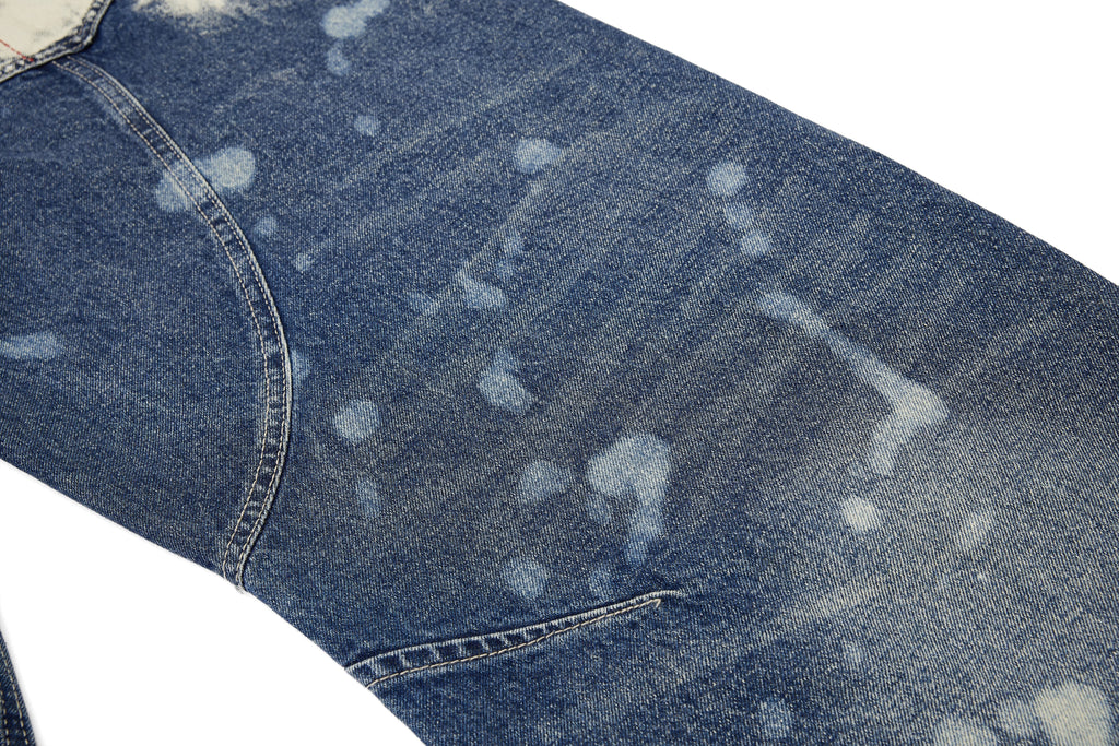 Unisex Eyelet Splashed Design Denim Jeans