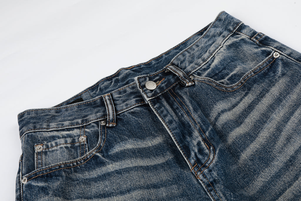 DONOTLOGO Urban Heritage Collection | Unisex Oversized Cat Whisker Ripped Denim | Retro Aesthetic High-Rise Wide-Leg Bottoms with Authentic Fade Detail