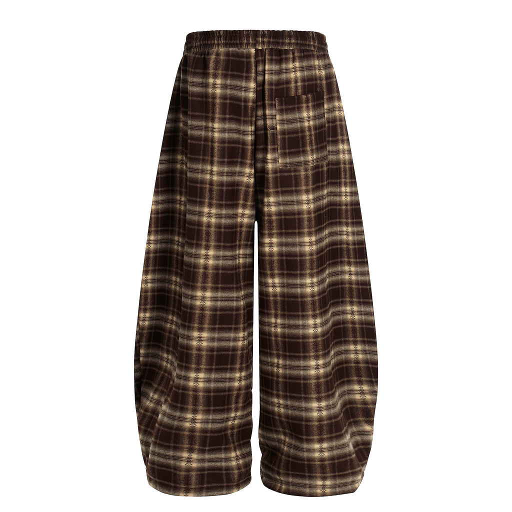 DONOTLOGO Urban Streetwear Collection | Unisex Relaxed Silhouette Plaid Pants | Bold Checkered Motif & Soft Cotton Knit Fabric
