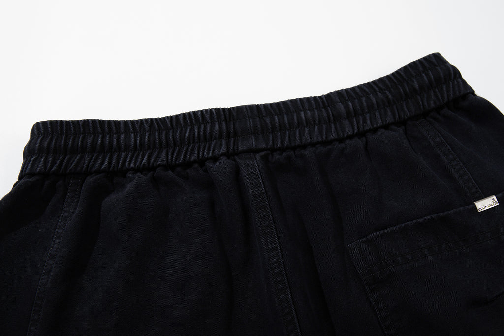 Unisex Distressed Washed Black Drawstring Denim Jeans