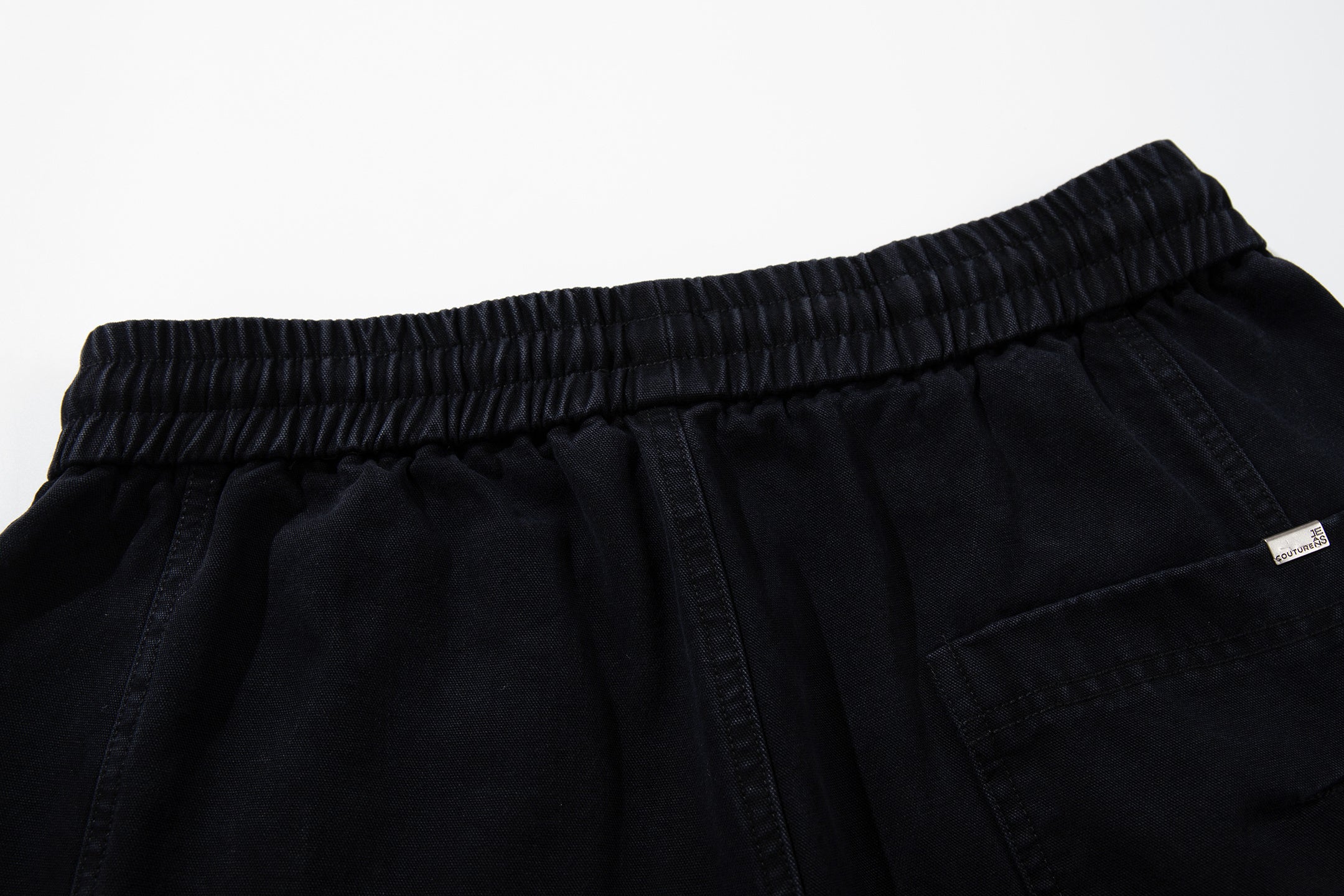 Unisex Distressed Washed Black Drawstring Denim Jeans